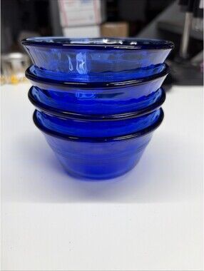 Vtg Pyrex Cobalt Blue Custard Cups #463 Bowls Ramekins 6oz Set of 4 Made in USA